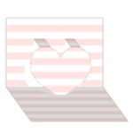 Horizontal Stripes - White and Misty Rose Pink Heart 3D Greeting Card (7x5)