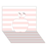 Horizontal Stripes - White and Misty Rose Pink Apple 3D Greeting Card (7x5)