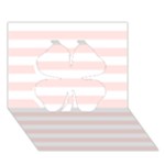 Horizontal Stripes - White and Misty Rose Pink Clover 3D Greeting Card (7x5)