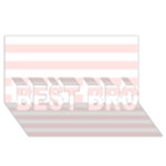 Horizontal Stripes - White and Misty Rose Pink BEST BRO 3D Greeting Card (8x4)