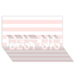 Horizontal Stripes - White and Misty Rose Pink BEST SIS 3D Greeting Card (8x4)