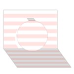 Horizontal Stripes - White and Misty Rose Pink Circle 3D Greeting Card (7x5)