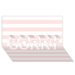 Horizontal Stripes - White and Misty Rose Pink SORRY 3D Greeting Card (8x4)