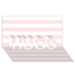 Horizontal Stripes - White and Misty Rose Pink HUGS 3D Greeting Card (8x4)