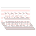 Horizontal Stripes - White and Misty Rose Pink Happy New Year 3D Greeting Card (8x4)