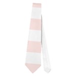 Horizontal Stripes - White and Misty Rose Pink Necktie (One Side)