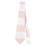 Horizontal Stripes - White and Misty Rose Pink Necktie (Two Side)