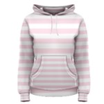 Horizontal Stripes - White and Piggy Pink Women s Pullover Hoodie
