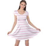 Horizontal Stripes - White and Piggy Pink Cap Sleeve Dress