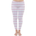 Horizontal Stripes - White and Piggy Pink Winter Leggings