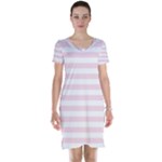 Horizontal Stripes - White and Piggy Pink Short Sleeve Nightdress