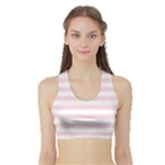 Horizontal Stripes - White and Piggy Pink Women s Sports Bra with Border
