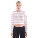 Horizontal Stripes - White and Piggy Pink Women s Cropped Sweatshirt