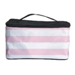 Horizontal Stripes - White and Piggy Pink Cosmetic Storage Case