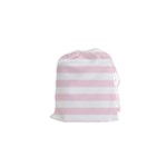 Horizontal Stripes - White and Piggy Pink Drawstring Pouch (XS)