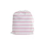 Horizontal Stripes - White and Piggy Pink Drawstring Pouch (M)