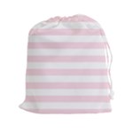 Horizontal Stripes - White and Piggy Pink Drawstring Pouch (XXl)