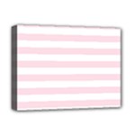 Horizontal Stripes - White and Piggy Pink Deluxe Canvas 16  x 12  (Stretched)