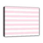 Horizontal Stripes - White and Piggy Pink Deluxe Canvas 20  x 16  (Stretched)