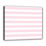 Horizontal Stripes - White and Piggy Pink Deluxe Canvas 24  x 20  (Stretched)