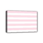Horizontal Stripes - White and Piggy Pink Mini Canvas 6  x 4  (Stretched)