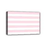 Horizontal Stripes - White and Piggy Pink Mini Canvas 6  x 4  (Stretched)