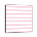 Horizontal Stripes - White and Piggy Pink Mini Canvas 6  x 6  (Stretched)