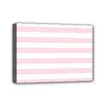 Horizontal Stripes - White and Piggy Pink Mini Canvas 7  x 5  (Stretched)