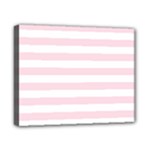 Horizontal Stripes - White and Piggy Pink Canvas 10  x 8  (Stretched)