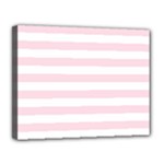 Horizontal Stripes - White and Piggy Pink Canvas 14  x 11  (Stretched)