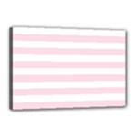 Horizontal Stripes - White and Piggy Pink Canvas 18  x 12  (Stretched)