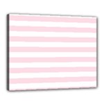 Horizontal Stripes - White and Piggy Pink Canvas 20  x 16  (Stretched)