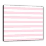 Horizontal Stripes - White and Piggy Pink Canvas 24  x 20  (Stretched)