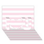 Horizontal Stripes - White and Piggy Pink I Love You 3D Greeting Card (7x5)