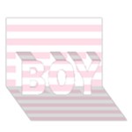 Horizontal Stripes - White and Piggy Pink BOY 3D Greeting Card (7x5)