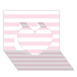 Horizontal Stripes - White and Piggy Pink Heart 3D Greeting Card (7x5)