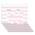 Horizontal Stripes - White and Piggy Pink LOVE 3D Greeting Card (7x5)