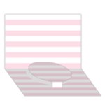 Horizontal Stripes - White and Piggy Pink Circle Bottom 3D Greeting Card (7x5)