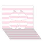 Horizontal Stripes - White and Piggy Pink Clover 3D Greeting Card (7x5)