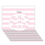 Horizontal Stripes - White and Piggy Pink Peace Sign 3D Greeting Card (7x5)