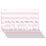 Horizontal Stripes - White and Piggy Pink #1 MOM 3D Greeting Cards (8x4)