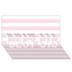 Horizontal Stripes - White and Piggy Pink BEST SIS 3D Greeting Card (8x4)
