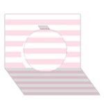 Horizontal Stripes - White and Piggy Pink Circle 3D Greeting Card (7x5)