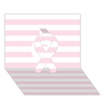 Horizontal Stripes - White and Piggy Pink Ribbon 3D Greeting Card (7x5)