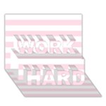 Horizontal Stripes - White and Piggy Pink WORK HARD 3D Greeting Card (7x5)