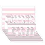 Horizontal Stripes - White and Piggy Pink THANK YOU 3D Greeting Card (7x5)
