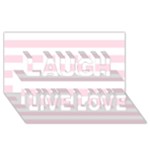 Horizontal Stripes - White and Piggy Pink Laugh Live Love 3D Greeting Card (8x4)