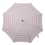 Horizontal Stripes - White and Piggy Pink Hook Handle Umbrella (Small)