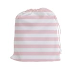 Horizontal Stripes - White and Pale Pink Drawstring Pouch (XXl)