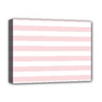 Horizontal Stripes - White and Pale Pink Deluxe Canvas 16  x 12  (Stretched)
